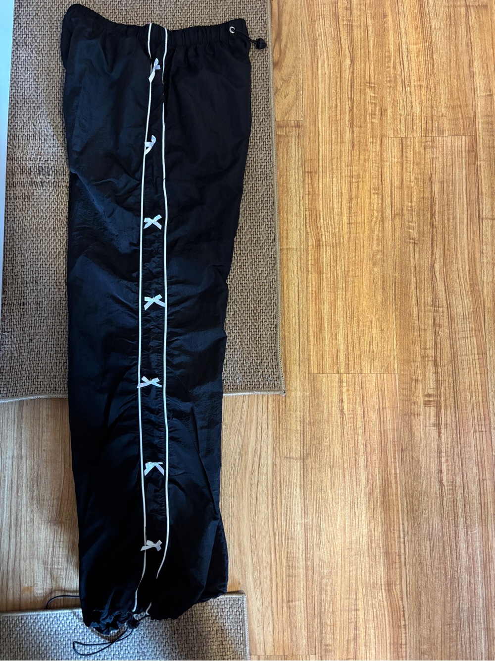 Women’s Track Pants with White Contrast Trim and Bows